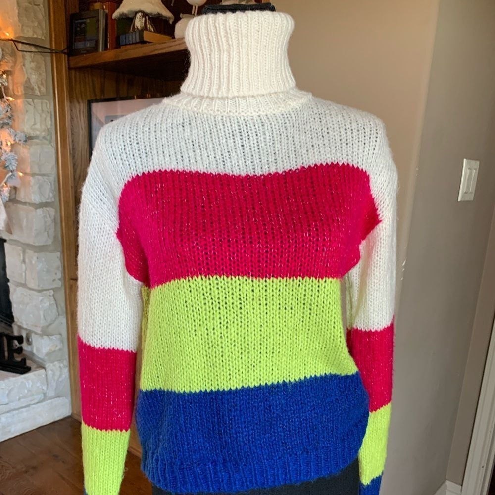 Polly & Esther Block Color Turtleneck Sweater